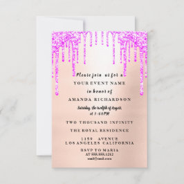 Sweet sixteen Dress Glitter Drip Rosa Drips Powder Inbjudningar
