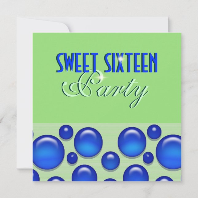 ’sweet sixteen’ elegant polka punkt inbjudningar (Framsida)