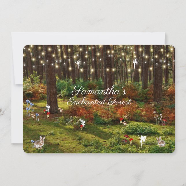 Sweet sixteen Enchanted Forest Älvors Bunnies Inbjudningar (Framsida)