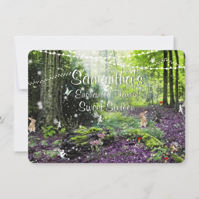 Sweet Sixteen, Enchanted Forest Fairies Lights Inbjudningar (Framsida)