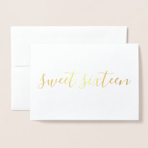 Sweet sixteen enkel kalligrafi Guld Folierat Kort