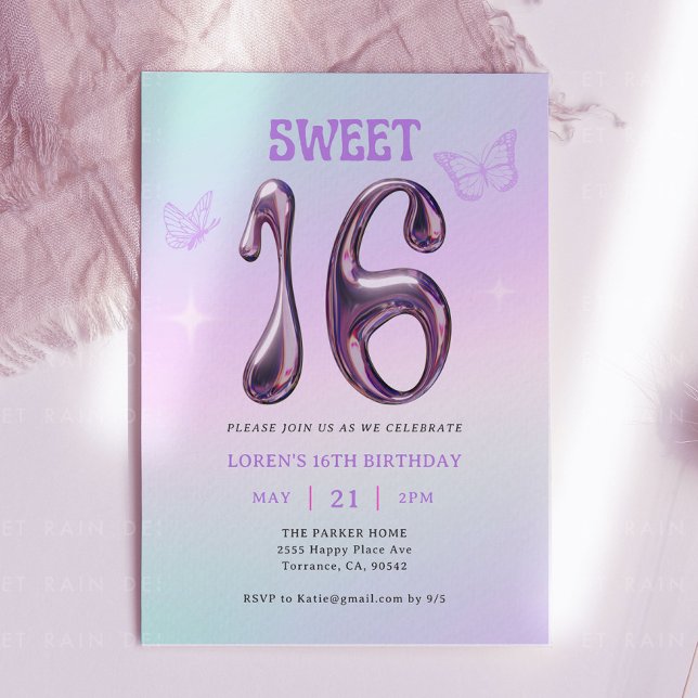 Sweet sixteen ERA Y2K Girl 16:e Födelsedagsfesten Inbjudningar (Skapare uppladdad)