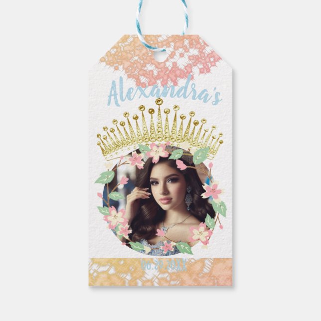 Sweet sixteen Fairytale Princess Photo Tack Presentetikett (Baksidan)