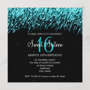Sweet sixteen, fallande stjärnor, turkos inbjudningar