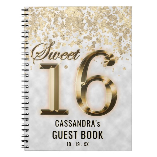 Sweet sixteen Faux Foil Glitter Anteckningsbok (Framsidan)