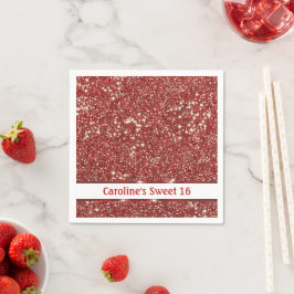 Sweet sixteen Faux Red Glitter Struktur Pappersservett