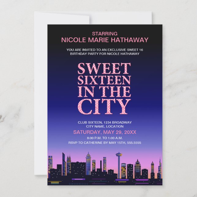 Sweet sixteen Film Poster Party Inbjudningar (Framsida)