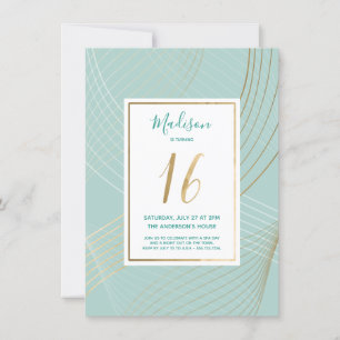 Sweet sixteen födelsedag Inbjudan - Modern, Teal,
