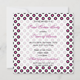 Sweet sixteen födelsedag, rosa polka dots inbjudningar