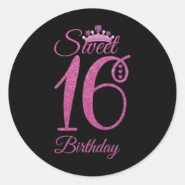 Sweet sixteen födelsedag runt klistermärke