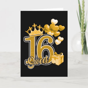 Sweet sixteen födelsedagen Guld Kort