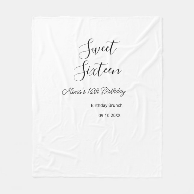 Sweet sixteen födelsedagsbrunch 16-årsdagen namn d fleecefilt (Framsidan)