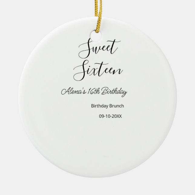 Sweet sixteen födelsedagsbrunch 16-årsdagen namn d julgransprydnad keramik (Framsidan)