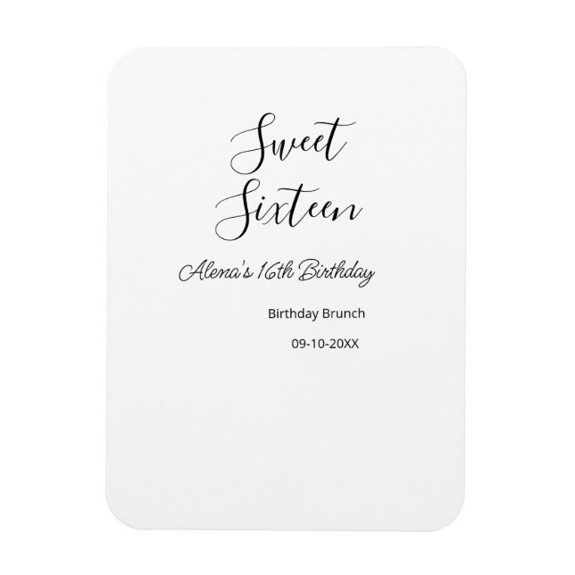 Sweet sixteen födelsedagsbrunch 16-årsdagen namn d magnet (Vertikal)