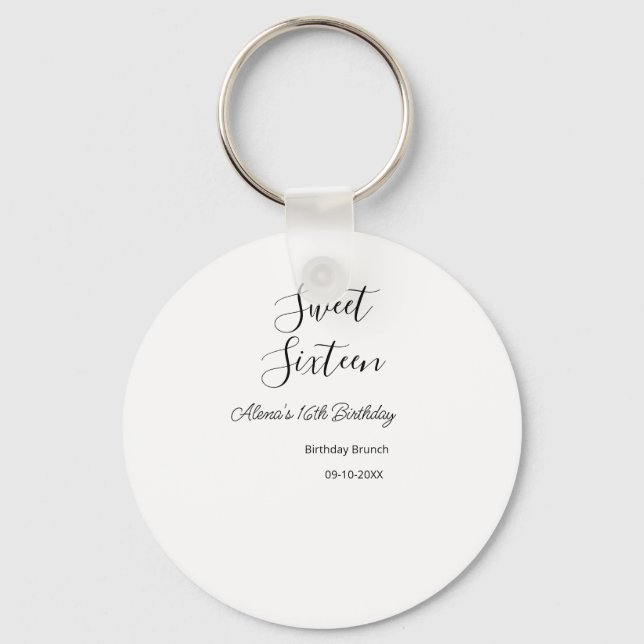 Sweet sixteen födelsedagsbrunch 16-årsdagen namn d nyckelring (Framsida)