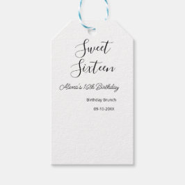 Sweet sixteen födelsedagsbrunch 16-årsdagen namn d presentetikett
