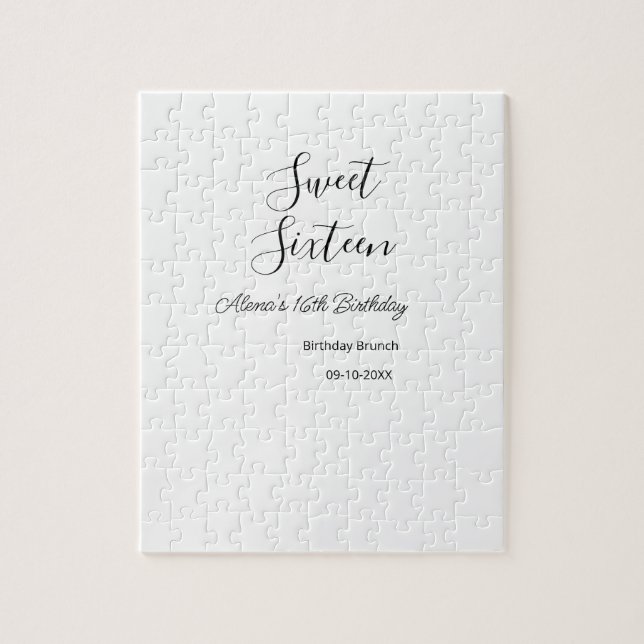 Sweet sixteen födelsedagsbrunch 16-årsdagen namn d pussel (Vertikal)