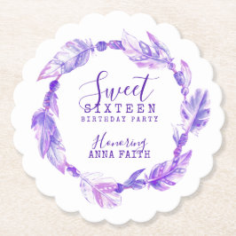 Sweet sixteen födelsedagsfest boho art lila underlägg papper