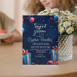 Sweet sixteen Födelsedagsfest och konfetti Inbjudningar