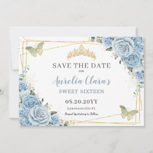 Sweet sixteen för baby blue Blommigt Quince Butter Spara Datumet