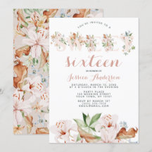 Sweet sixteen för Blommigt av vattenfärgskoral för