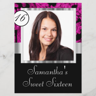 sweet sixteen för dämpning av Magentans vintage Inbjudningar
