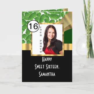 sweet sixteen för grönt och guld personlig kort