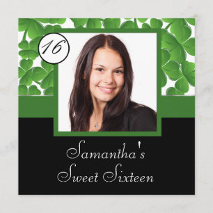 sweet sixteen för Grönt schamprock Inbjudningar