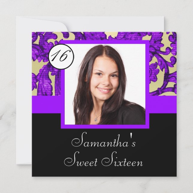sweet sixteen för Lila damm Inbjudningar (Framsida)