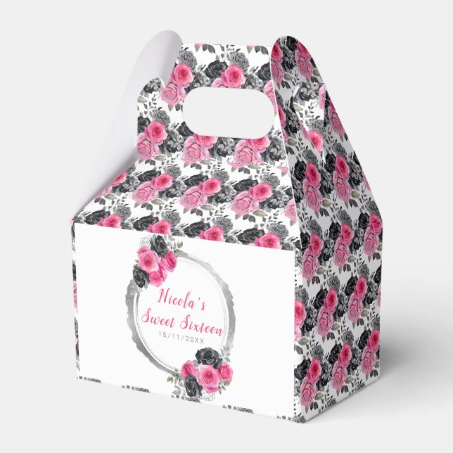 Sweet sixteen för lila och Silver Elegant Flowers Presentaskar (Framsidan Sidan)