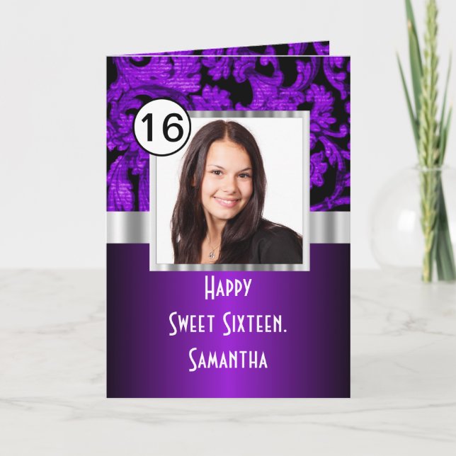 sweet sixteen för lila och svart dämpare kort (Framsida)