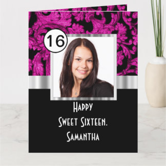 sweet sixteen för magenta och svart dämpare kort