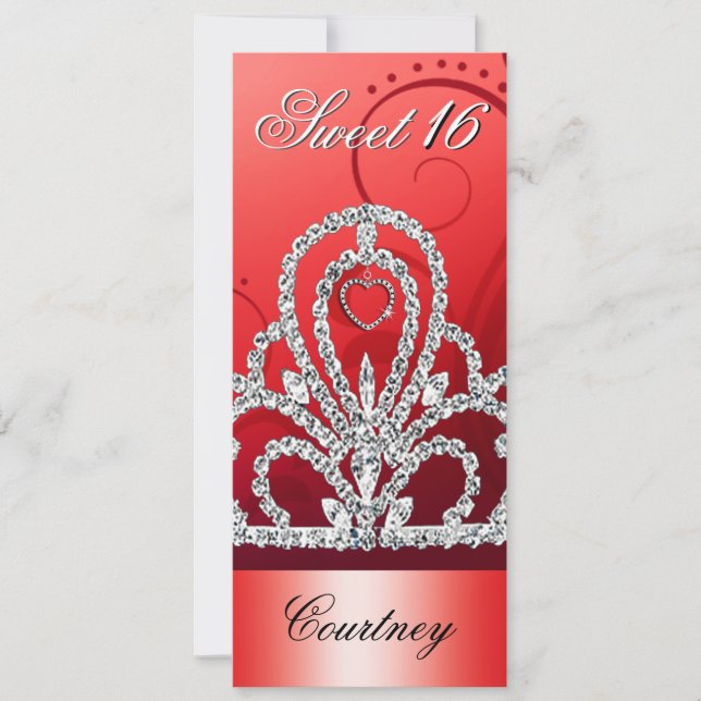 Sweet sixteen för Princess Tiara (den röda Inbjudningar (Framsida)