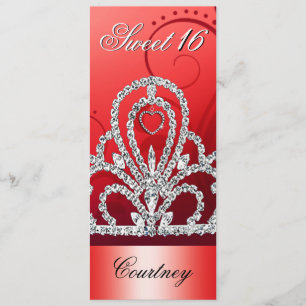 Sweet sixteen för Princess Tiara (den röda Inbjudningar