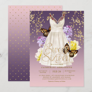 Sweet sixteen för ro för Puple rosa guld- Inbjudningar