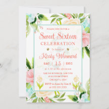 Sweet sixteen för Rosa av vattenfärg och färgbryta