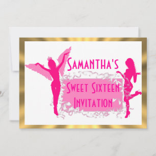 sweet sixteen för rosa dansare inbjudningar