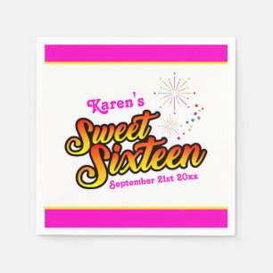 Sweet sixteen för Rosa och Gult av ditt namn och d Pappersservett