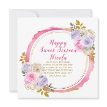 Sweet sixteen för rosa och Lila Elegant Flowers