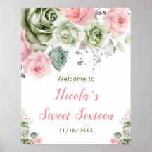 Sweet sixteen för Skicka Grönt och Rosa Blommigt V