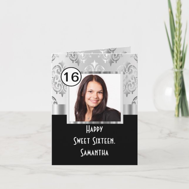 Sweet sixteen för svart och siver kort (Framsida)