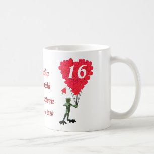 Sweet sixteen för tecknad av personlig kaffemugg