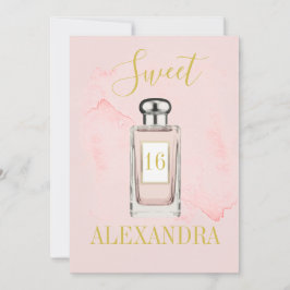 Sweet sixteen Fransk Rosa Parfym Monogram Inbjudningar
