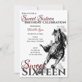 Sweet sixteen Galloping Horse Födelsedagsfest Inbjudningar