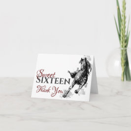 Sweet sixteen Galloping Horse Sketch Birthday Tack Kort