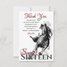 Sweet sixteen Galloping Horse Sketch - platta föde Tack Kort