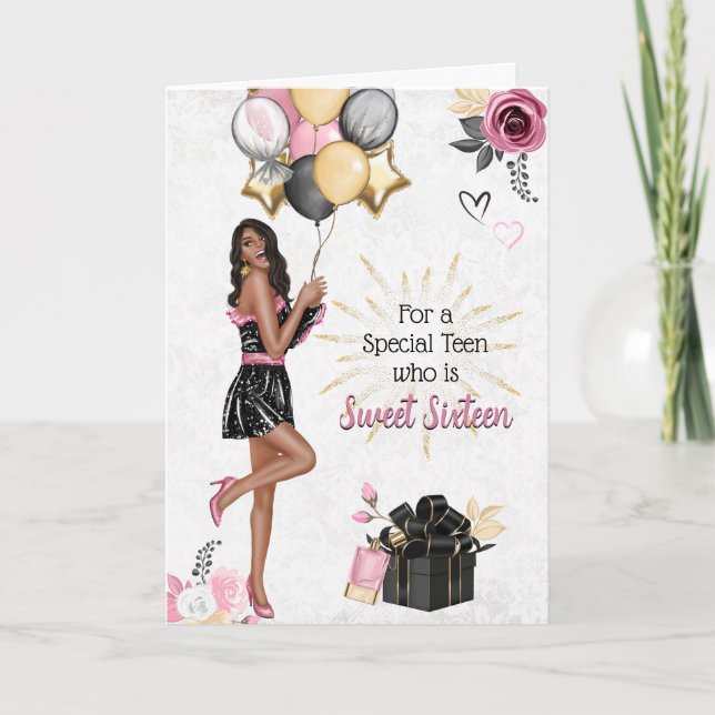 Sweet sixteen Girl Grattis på födelsedagen Card Helgkort (Framsida)