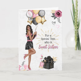 Sweet sixteen Girl Grattis på födelsedagen Card Helgkort