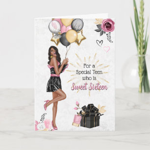 Sweet sixteen Girl Grattis på födelsedagen Card Helgkort