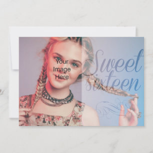 Sweet sixteen Girskript placerar ditt eget foto Inbjudningar